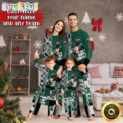 NFL New York Jets Pajamas Mickey Mouse For Family Custom Name Pajamas