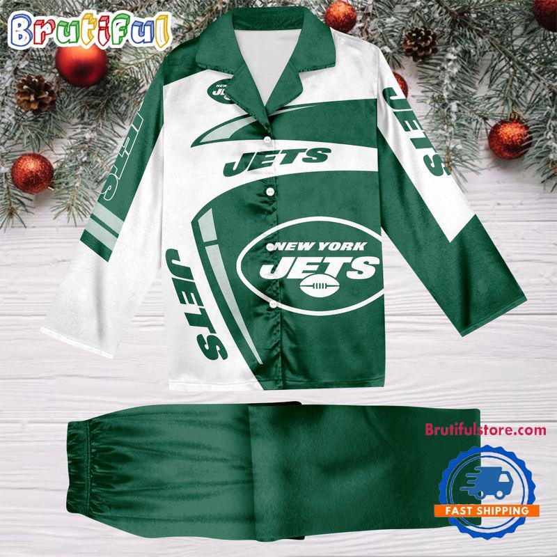 NFL New York Jets Special Football Team Winter Season Satin Pajamas Set