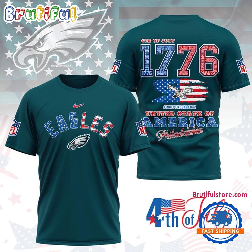 NFL Philadelphia Eagles 4th of July Happy Independence Day 1776 3D Shirt