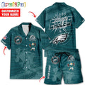 NFL Philadelphia Eagles Combo Hawaiian Shirt And Shorts, Football Summer Beach Hawaiian Sets