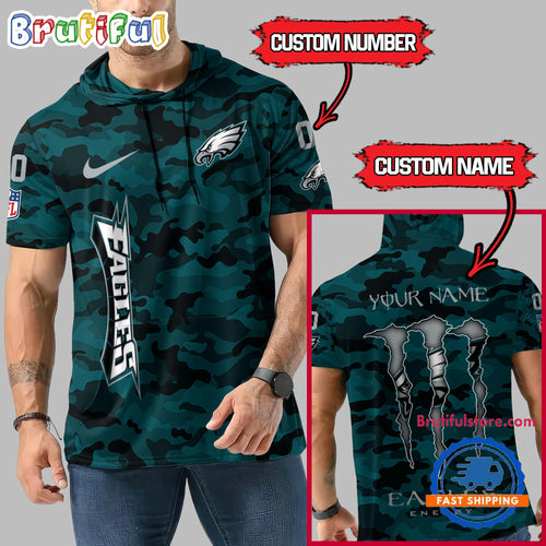 NFL Philadelphia Eagles Custom Name Camo Sleeveless Hoodie Design
