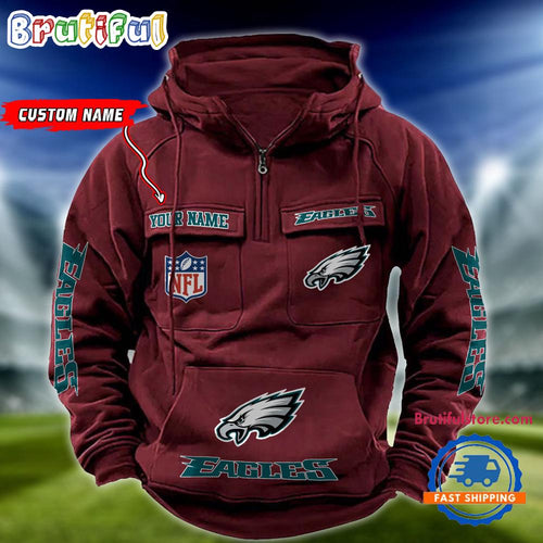 NFL Philadelphia Eagles Football Team Custom Name Cargo Hoodie