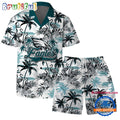 NFL Philadelphia Eagles Football Team Logo Pattern Flamingo Hibiscus Summer Hawaiian Shirt And Beach Short