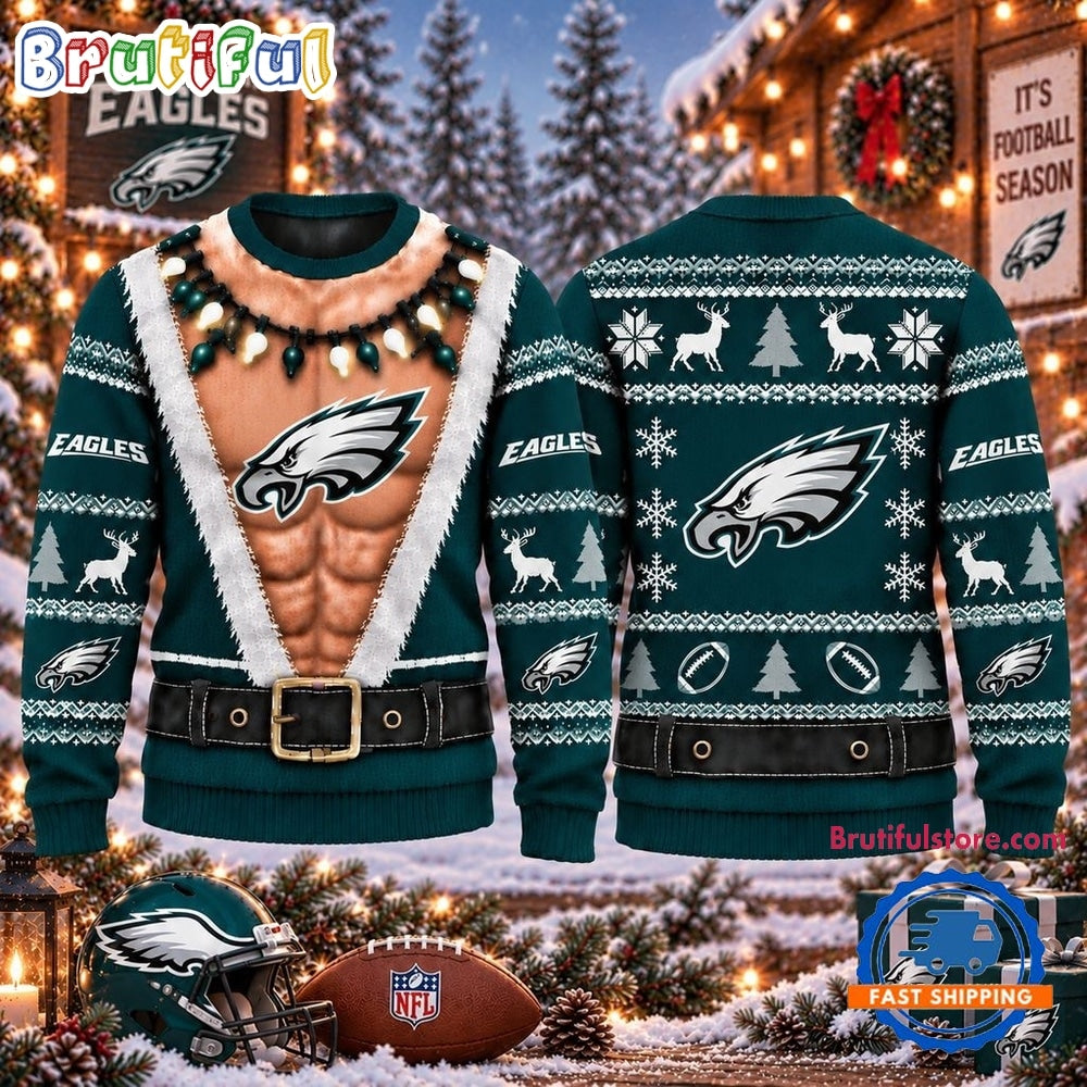 NFL Philadelphia Eagles Funny Body Design Christmas Ugly Sweater