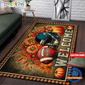 NFL Philadelphia Eagles Pumpkin Flower Football Halloween Rectangle Rug