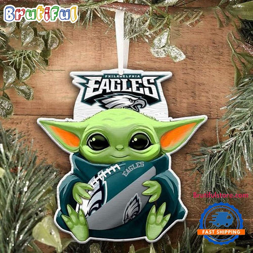 NFL Philadelphia Eagles Special Baby Yoda Star Wars Movies Christmas Ornament, Football Christmas Tree Ornament