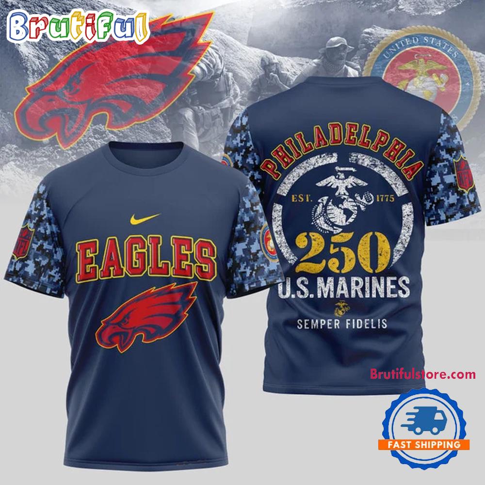 NFL Philadelphia Eagles US Marines 250 Years Est.1775 Unisex 3D T Shirt