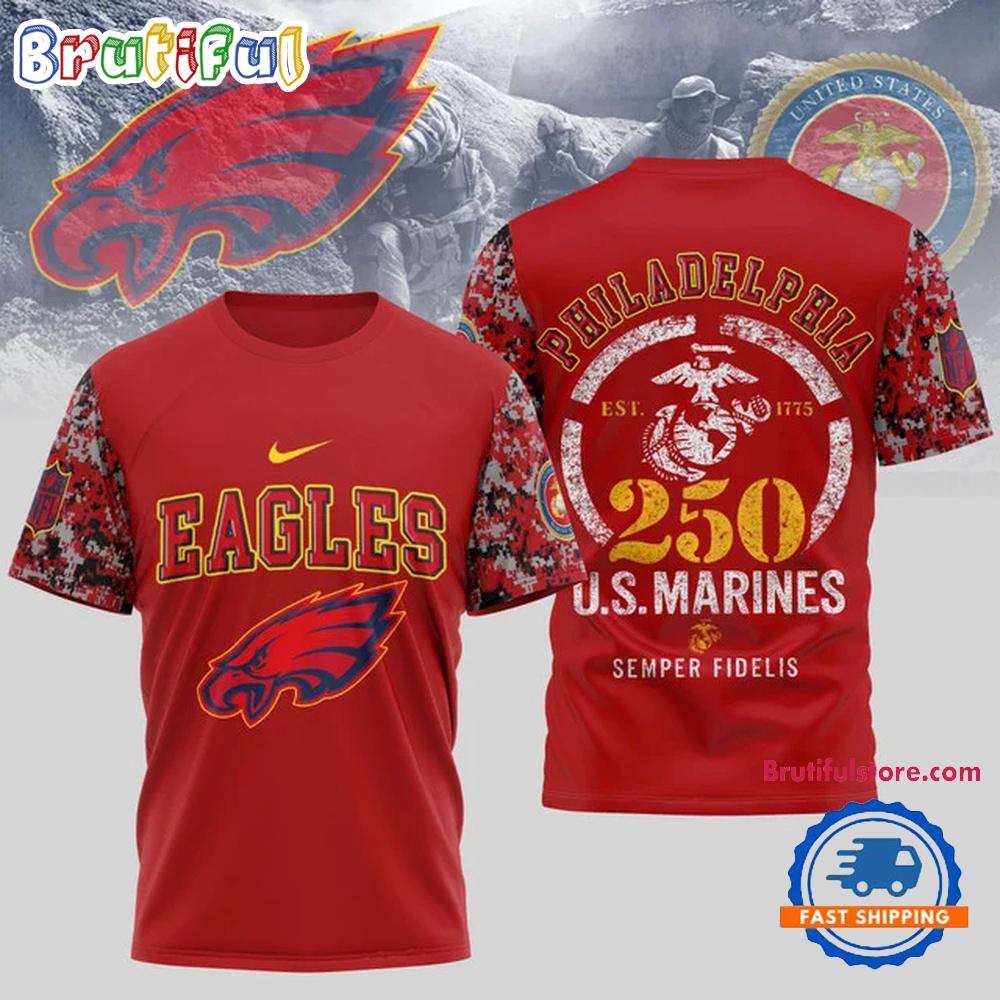 NFL Philadelphia Eagles US Marines 250 Years Semper Fidelis 3D Shirt