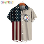 NFL Pittsburgh Steelers American Flag Summer Button Hawaiian Shirt