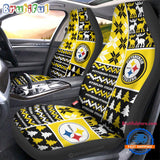NFL Pittsburgh Steelers Design Christmas Car Seat Covers, Football Xmas Car Decor