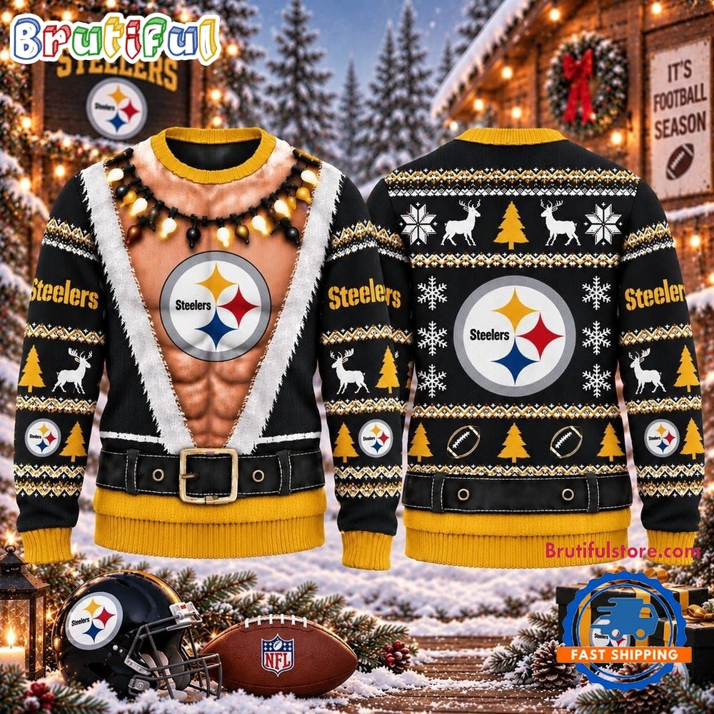 NFL Pittsburgh Steelers Funny Body Design Christmas Ugly Sweater