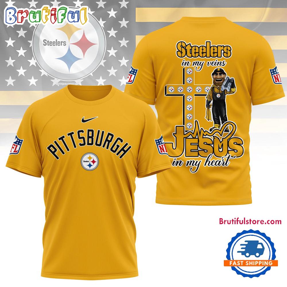 NFL Pittsburgh Steelers Jesus In My Veins In My Heart All Over Print Shirt