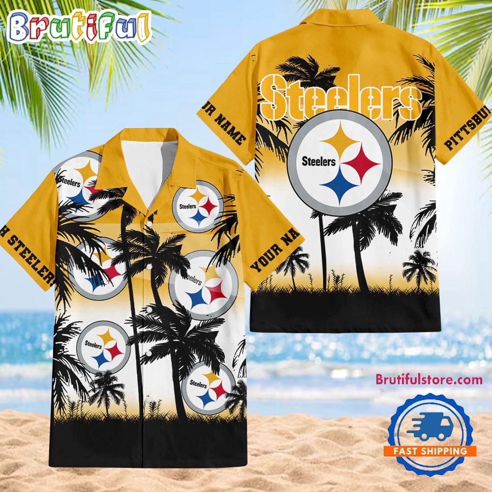 NFL Pittsburgh Steelers Palm Tree Summer Design Aloha Hawaiian Shirt