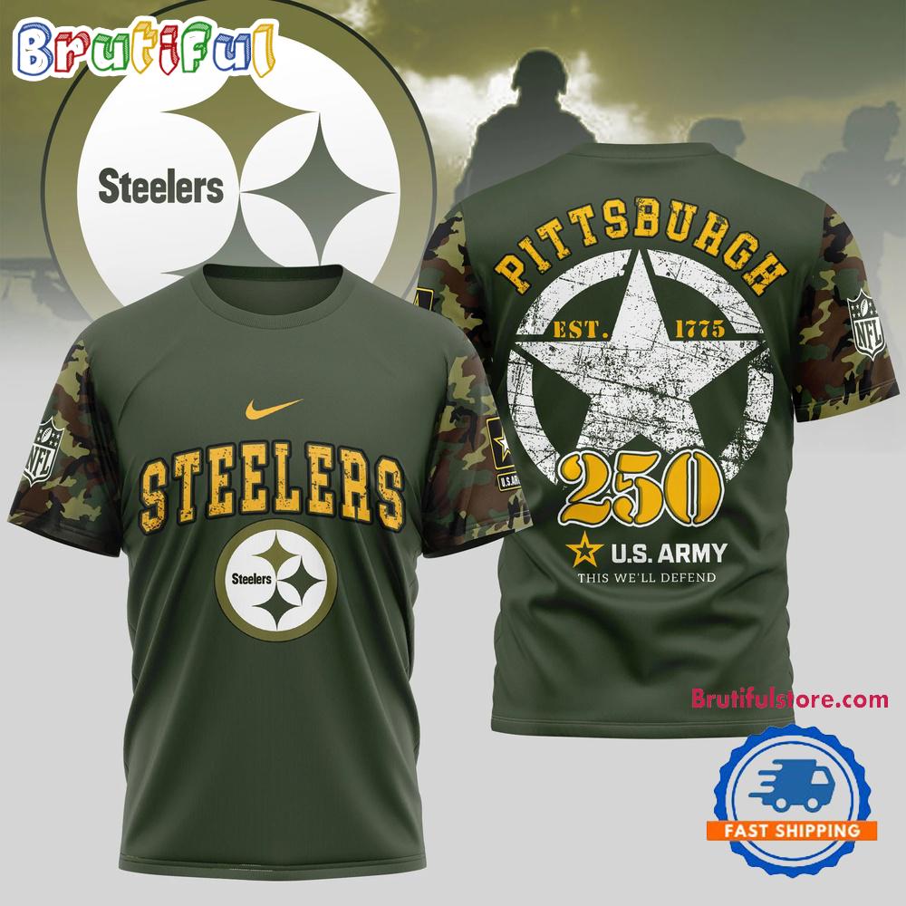 NFL Pittsburgh Steelers US Army 250th Birthday Celebration 3D Shirt