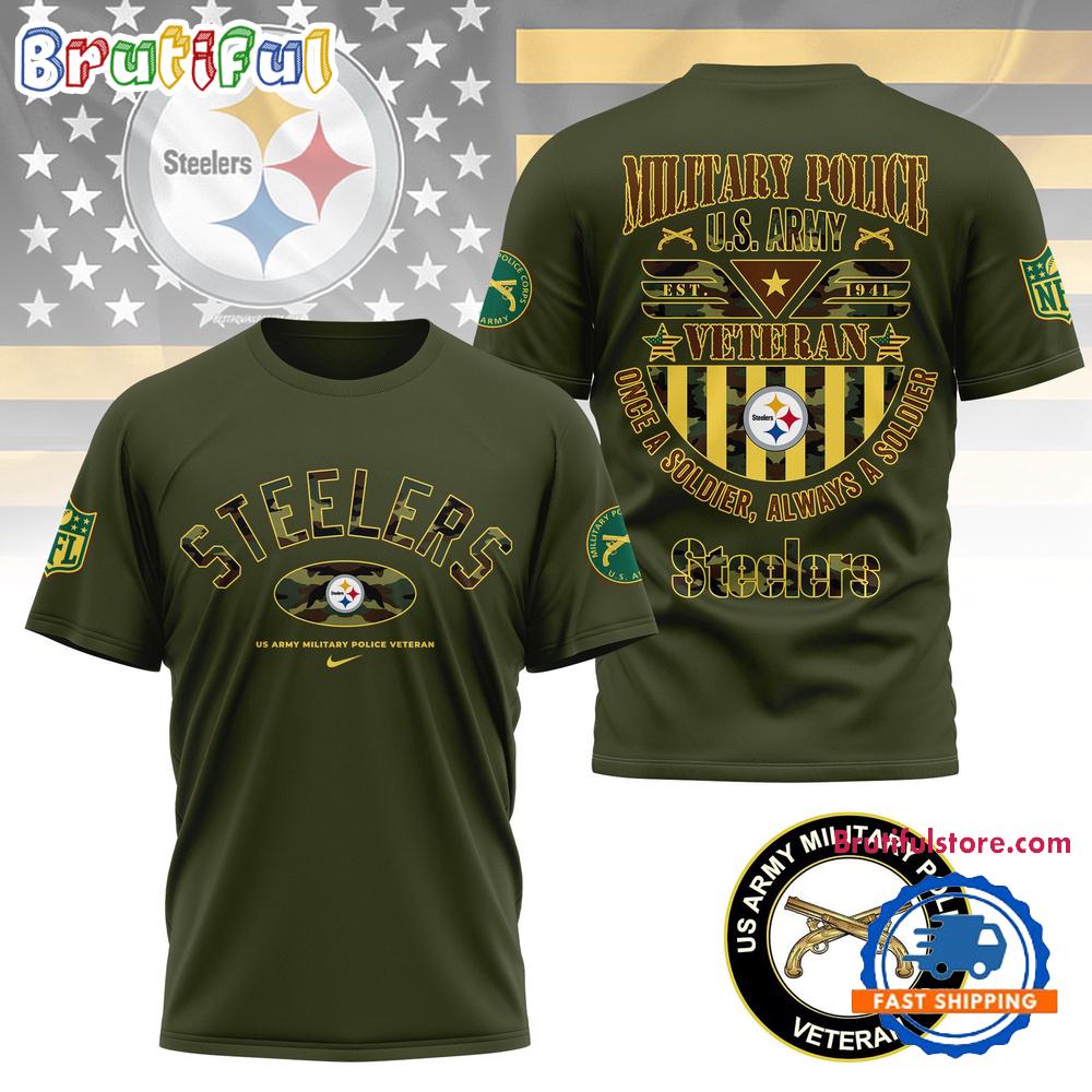 NFL Pittsburgh Steelers US Army Military Police Veteran All Over Print Shirt
