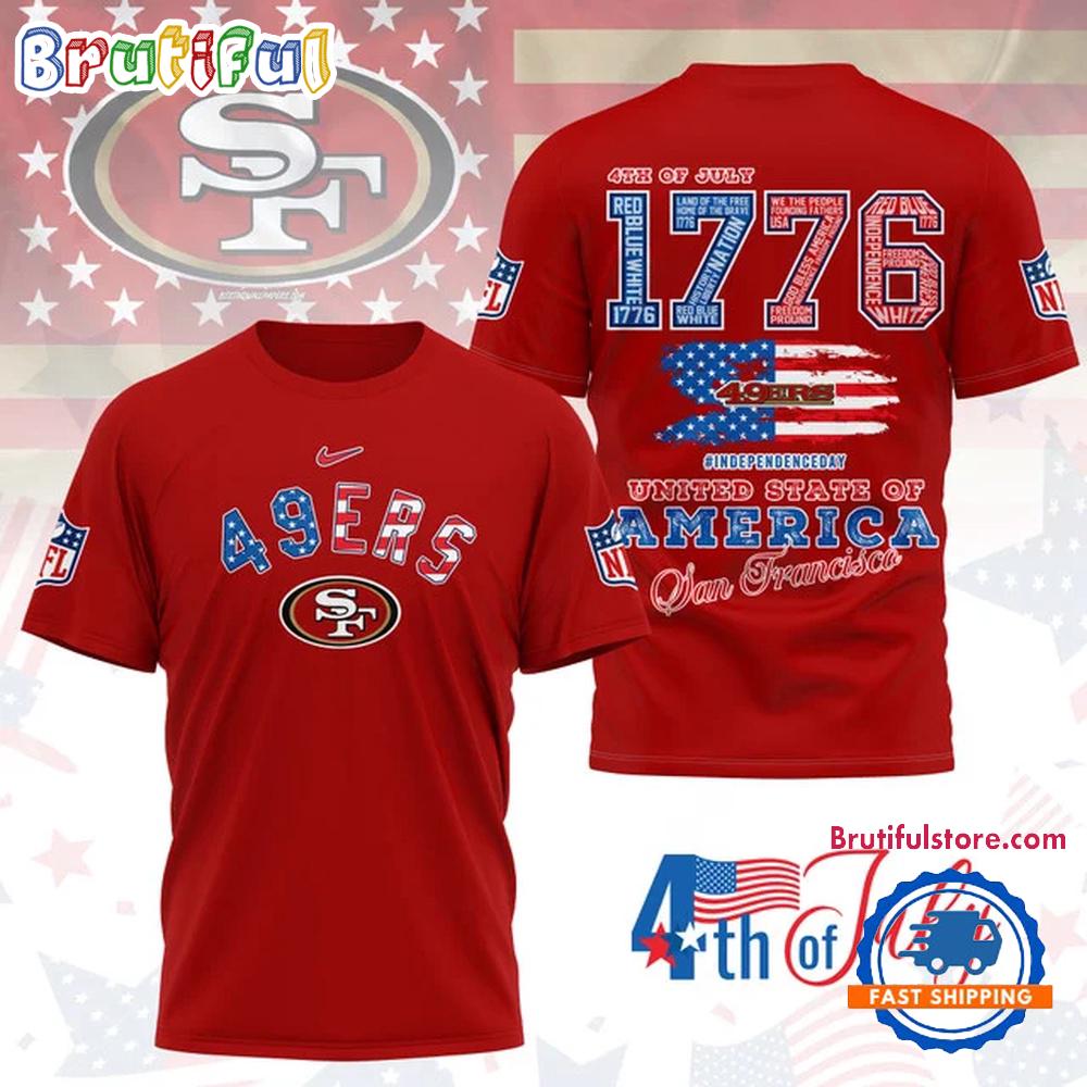 NFL San Francisco 49ers 4th of July Happy Independence Day 1776 3D Shirt