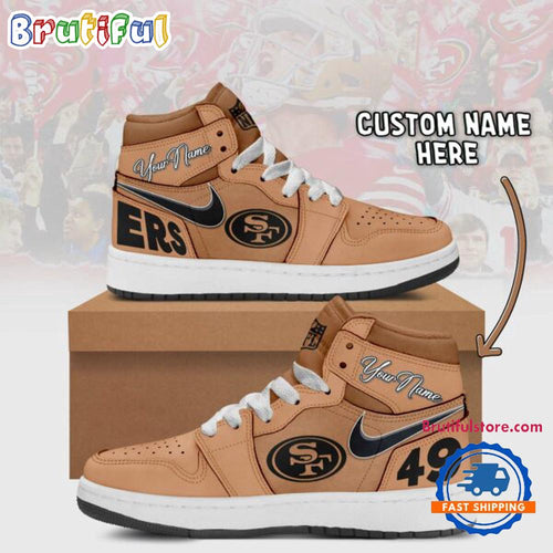 NFL San Francisco 49ers Brown Air Jordan 1 Hightop Shoes