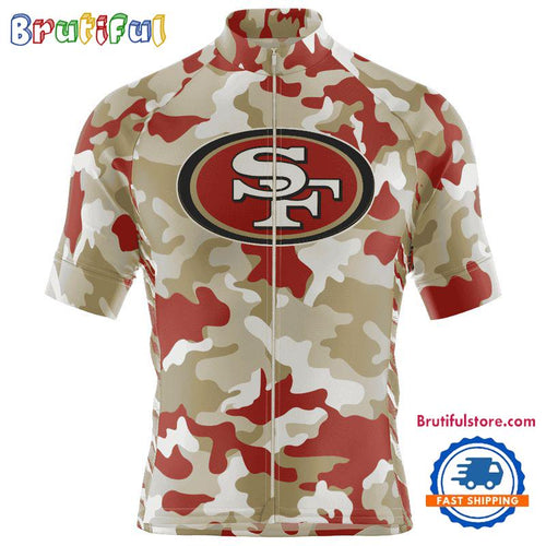 NFL San Francisco 49ers Football Team Colorful Camo Cycling Jersey, Custom Football Jersey Shirt