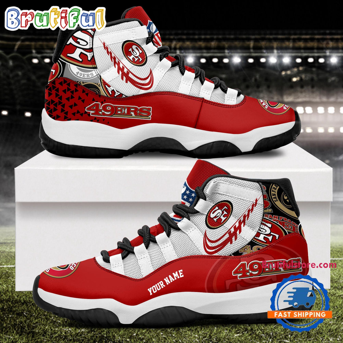 NFL San Francisco 49ers Football Team Custom Air Jordan 11 Shoes