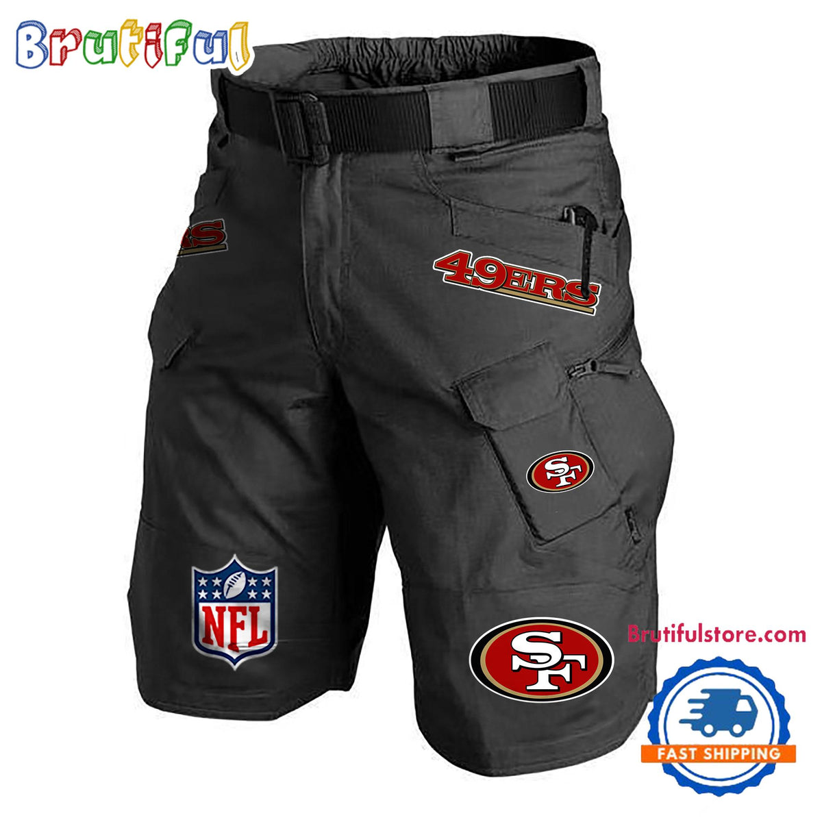 NFL San Francisco 49ers Football Team Military Tactical Shorts
