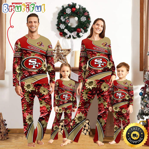 NFL San Francisco 49ers Pajamas Flower Sports For Family Custom Name Pajamas