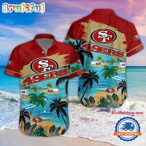 NFL San Francisco 49ers Palm Tree Summer Beach Aloha Hawaiian Shirt