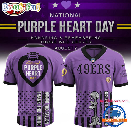 NFL San Francisco 49ers Purple Heart Day Limited Edition Football Jersey
