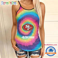 NFL San Francisco 49ers Rainbow Pattern Summer Women’s Criss Cross Tank Top