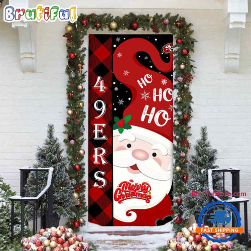 NFL San Francisco 49ers Santa Claus HoHoHo Football Christmas Door Cover