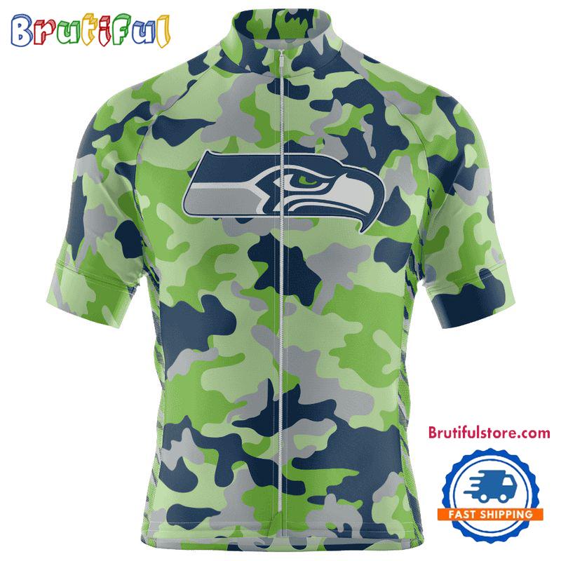 NFL Seattle Seahawks Football Team Colorful Camo Cycling Jersey