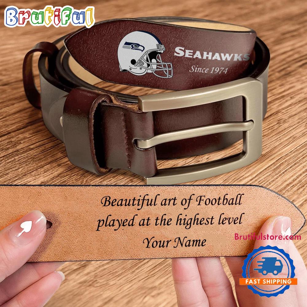 NFL Seattle Seahawks Football Team Logo Helmets Custom Men’s Leather Belt