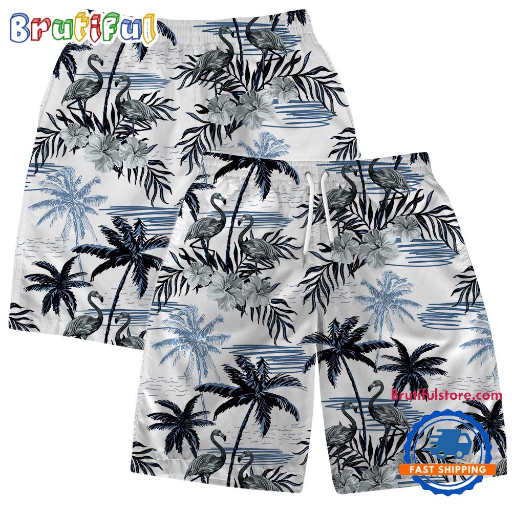 NFL Seattle Seahawks Football Team Logo Pattern Flamingo Hibiscus Summer Hawaiian Shirt And Beach Short