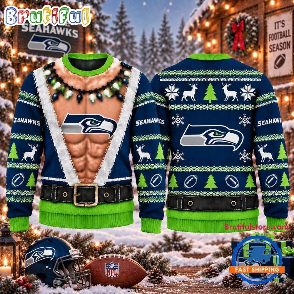 NFL Seattle Seahawks Funny Body Design Christmas Ugly Sweater