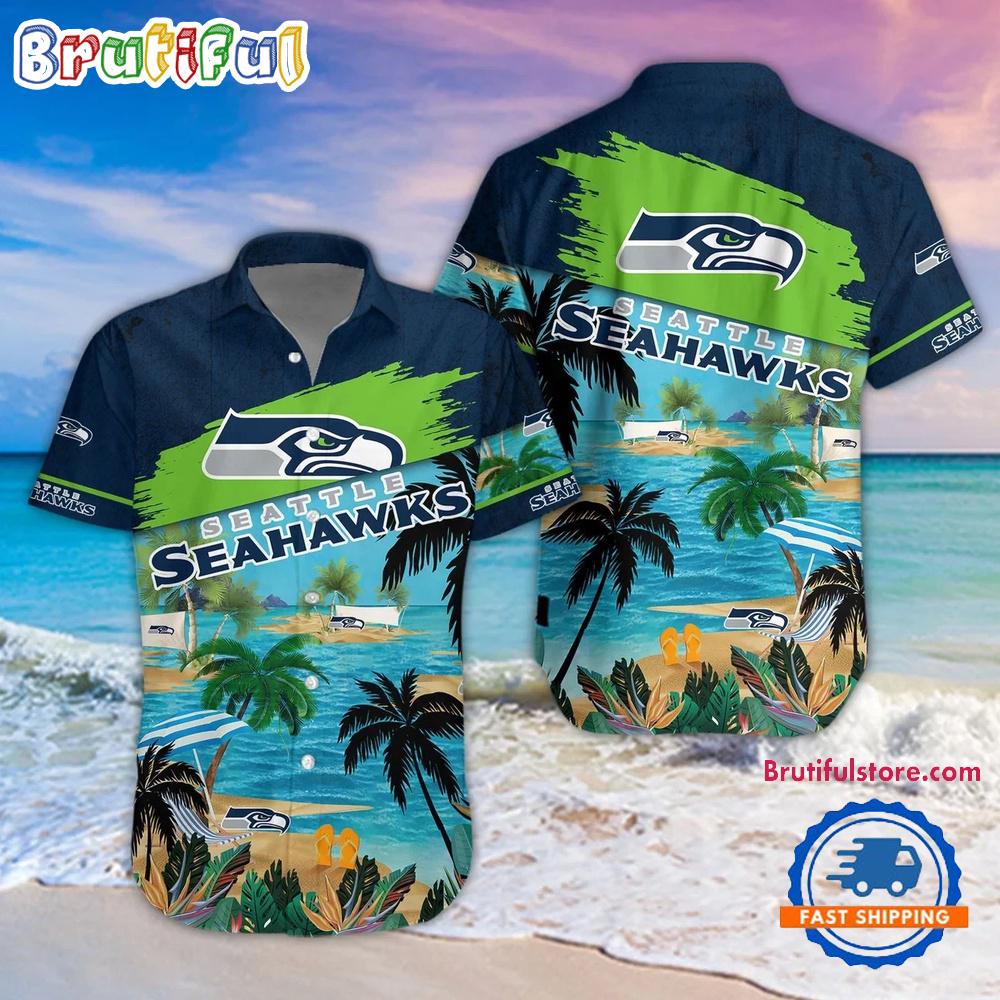 NFL Seattle Seahawks Palm Tree Summer Beach Aloha Hawaiian Shirt