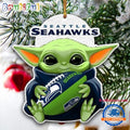 NFL Seattle Seahawks Special Baby Yoda Star Wars Movies Christmas Ornament, Football Christmas Tree Ornament