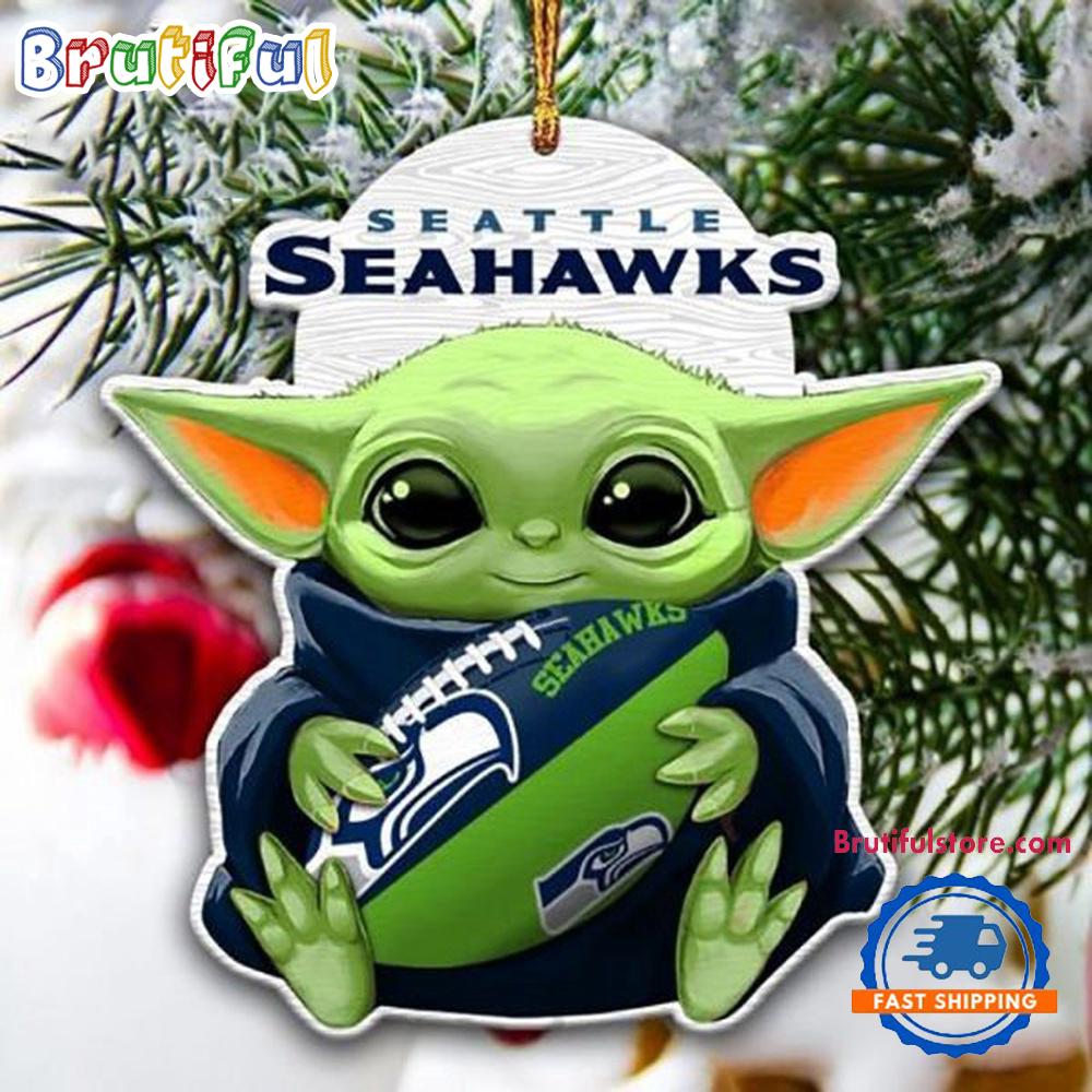 NFL Seattle Seahawks Special Baby Yoda Star Wars Movies Christmas Ornament, Football Christmas Tree Ornament