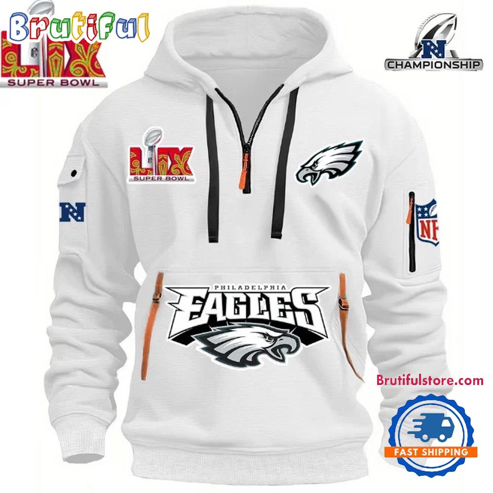 NFL Super Bowl Philadelphia Eagles Hoodie Half Zipper