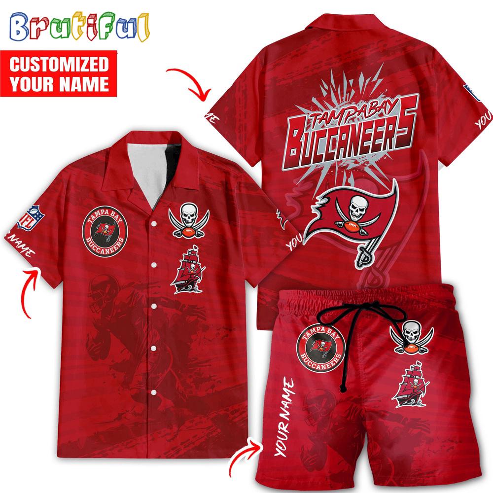 NFL Tampa Bay Buccaneers Combo Hawaiian Shirt And Shorts, Football Summer Beach Hawaiian Sets
