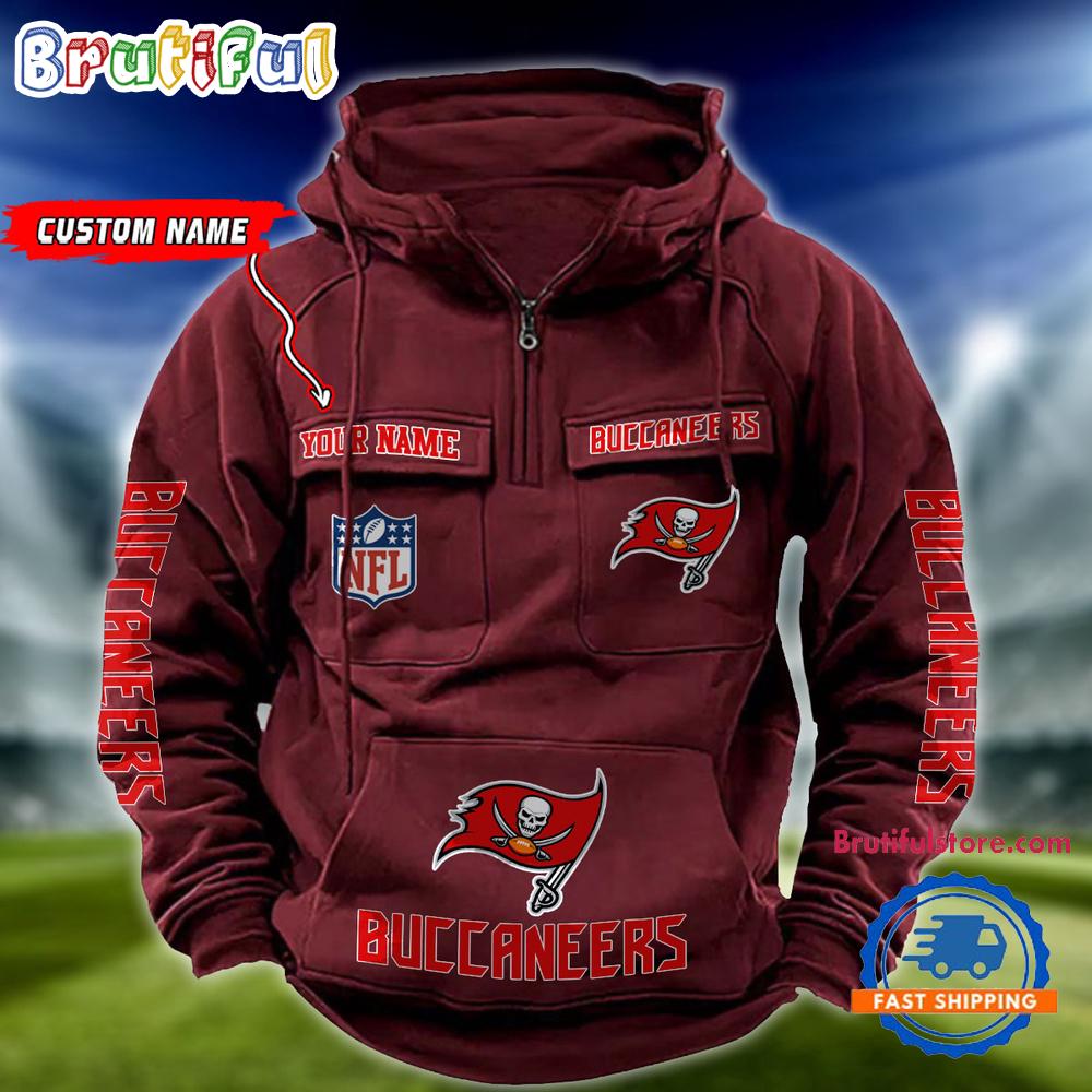 NFL Tampa Bay Buccaneers Football Team Custom Name Cargo Hoodie