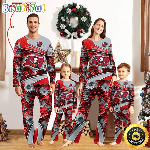 NFL Tampa Bay Buccaneers Pajamas Flower Sports For Family Custom Name Pajamas