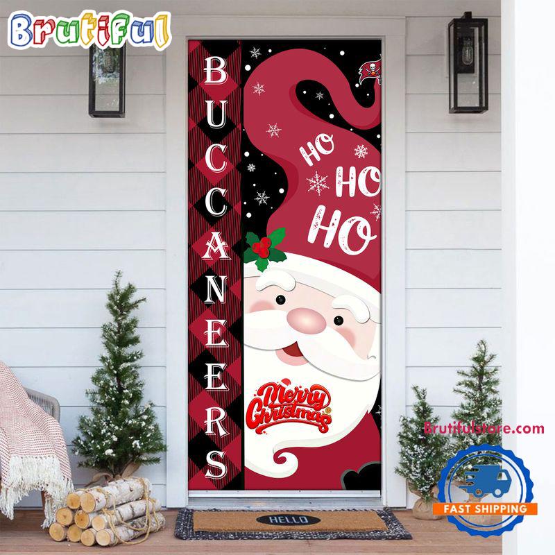 NFL Tampa Bay Buccaneers Santa Claus HoHoHo Football Christmas Door Cover