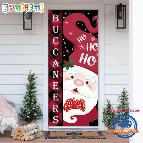 NFL Tampa Bay Buccaneers Santa Claus HoHoHo Football Christmas Door Cover