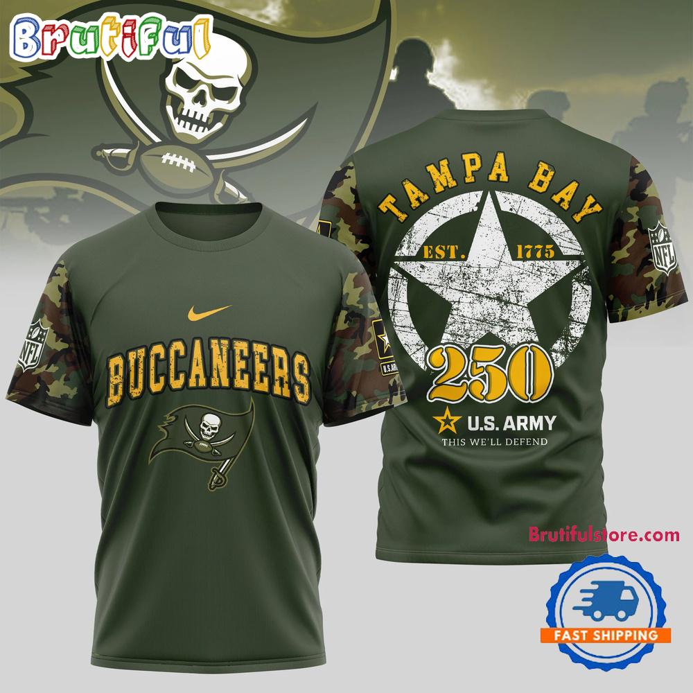 NFL Tampa Bay Buccaneers US Army 250th Birthday Celebration 3D Shirt