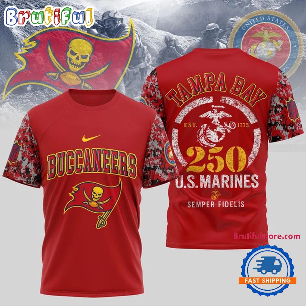 NFL Tampa Bay Buccaneers US Marines 250 Years Semper Fidelis 3D Shirt