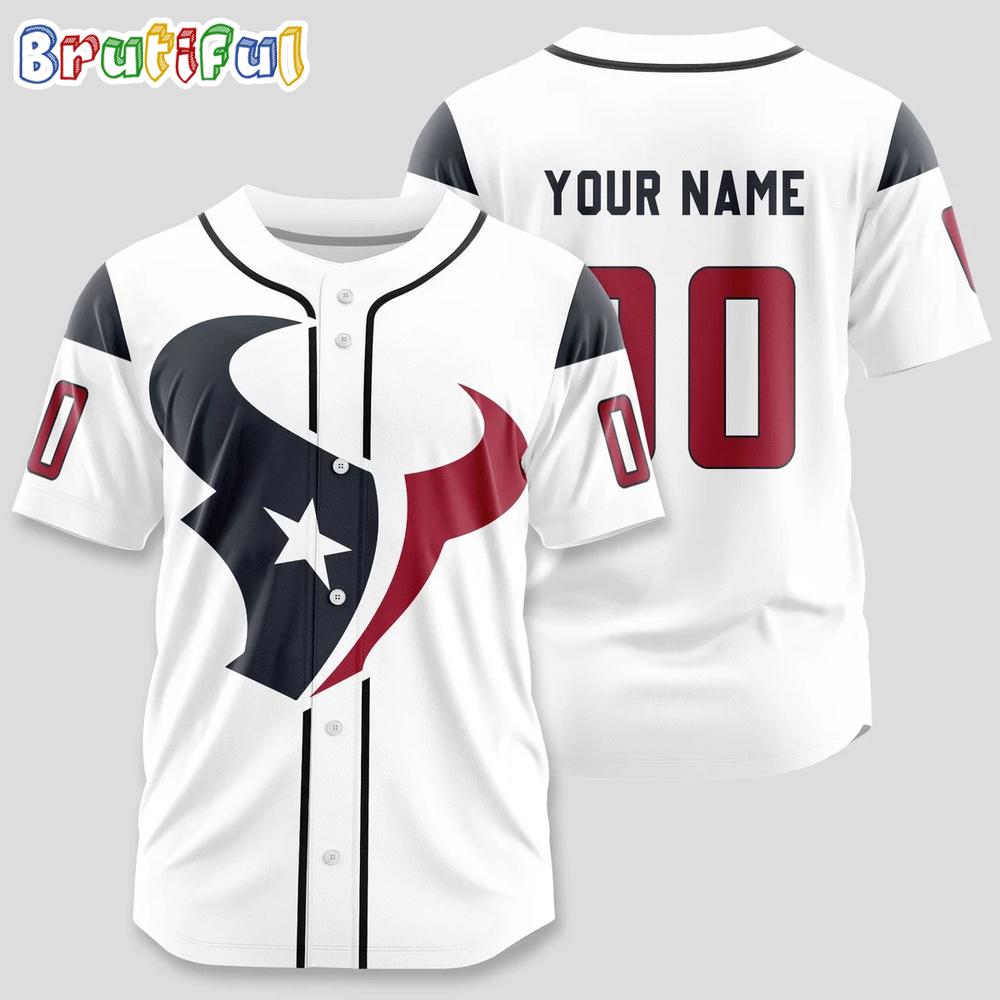 NFL Houston Texans Team Logo Design Name And Number Baseball Jersey