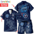 NFL Tennessee Titans Combo Hawaiian Shirt And Shorts, Football Summer Beach Hawaiian Sets