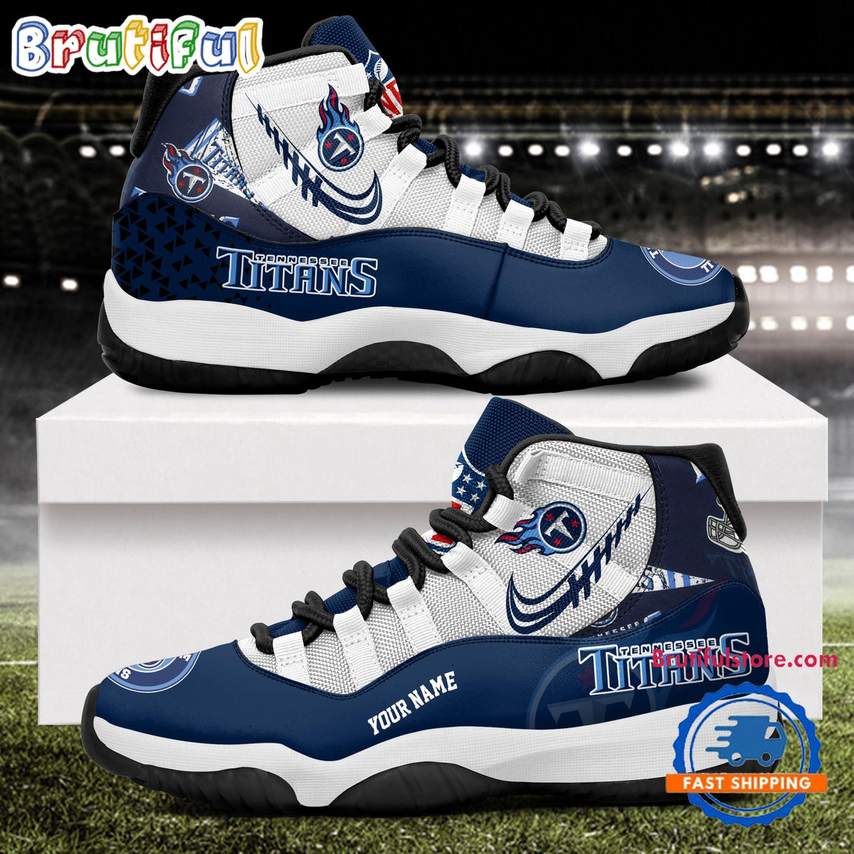 NFL Tennessee Titans Football Team Custom Air Jordan 11 Shoes