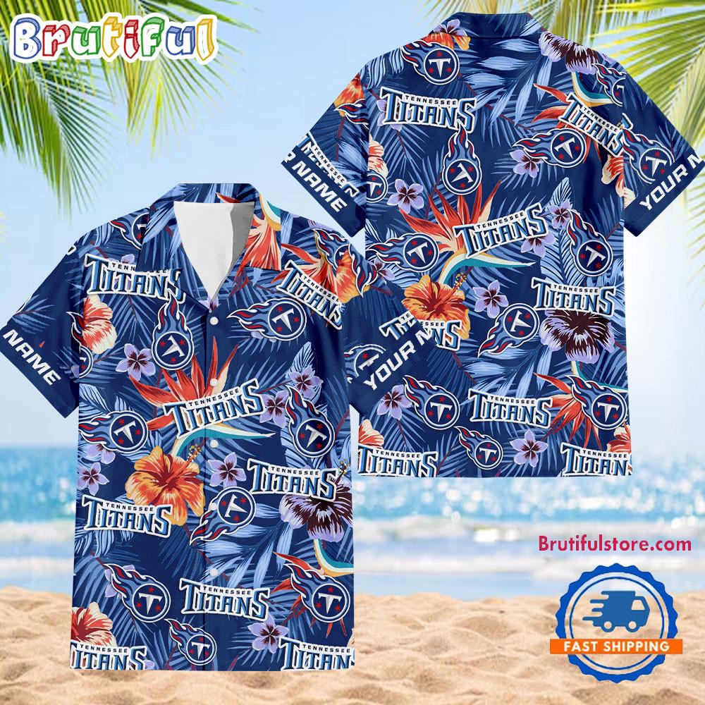 NFL Tennessee Titans Football Team Flower Summer Design Hawaiian Button Shirt