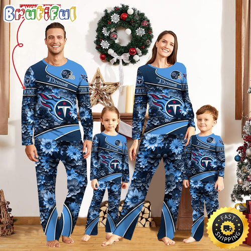 NFL Tennessee Titans Pajamas Flower Sports For Family Custom Name Pajamas
