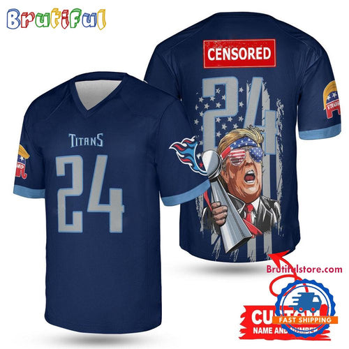 NFL Tennessee Titans x Donald Trump With Super Bowl Trophy Limited Edition Football Jersey